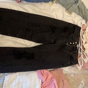 Black distressed denim jeans